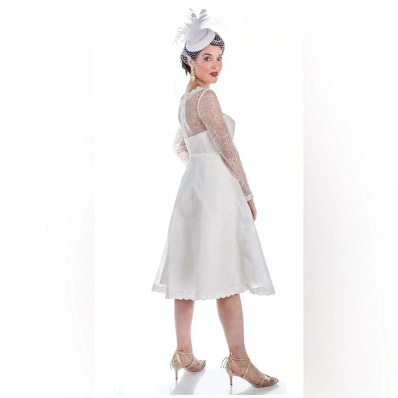 🦋B2G1🦋UNIQUE VINTAGE White 1950’s Style Madeline Wedding Bridal Dress NWT - Picture 3 of 16
